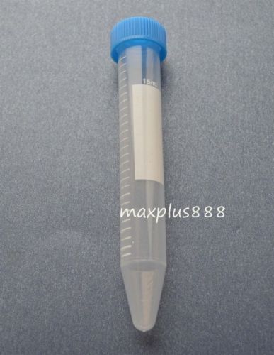 30pcs 15ml Clear Conical Bottom Micro Centrifuge Tubes Blue Caps on Rack
