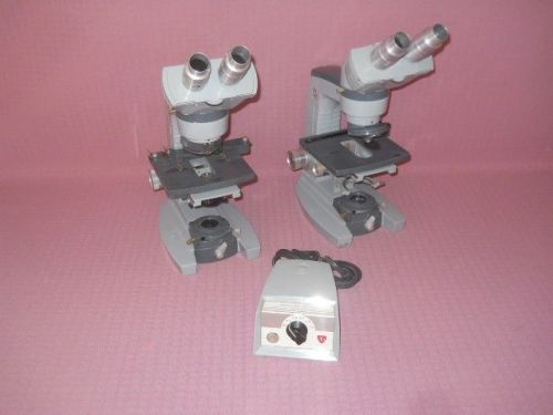 2 AO Spencer Stereo Microscopes w/ 2 Objective Lens &amp; Power Supply Parts/Repair