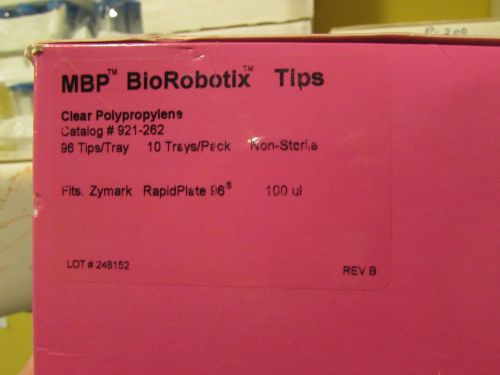 MBP BioRobotix Tips Catalog # 921-262 96 Tips/Tray 10 Trays/Pack