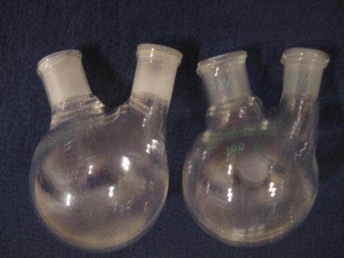 A Pair of Chemglass/Bantam-ware Round Bottom two-neck 14/20 joints Flask, 100mL