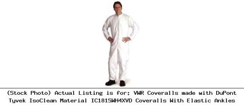 Vwr coveralls made with dupont tyvek isoclean material ic181swh4xvd coveralls for sale