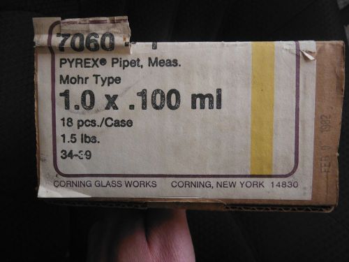 Lot Of 13 NOS CORING Pyrex Mohr Type Glass 1 in 1/100 ml  Pipets 1.0 X .100 ml