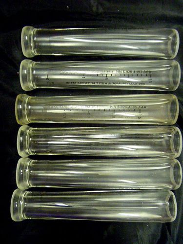 6 Vtg Brooks Laboratory Lab Glass FLOWMETER TUBE #S-925-J-193-AAA Size R-8M-75-1