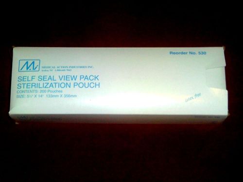 Medical Action Self Seal View Pack Sterilization Pouch Sz 5.25&#034;x14&#034; Box of 200