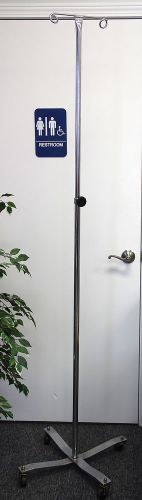 2 Hook IV Pole Adjustable Height Four Leg Casters Chrome Finish Two 4