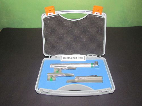 FiberOptic Pediatric Laryngoscope Set of 2 Blades and AA Battery Handle HLS EHS