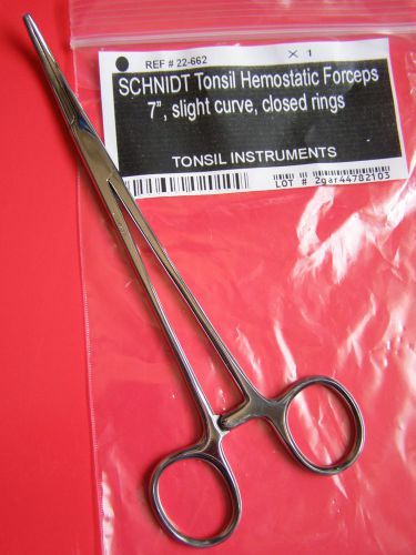 SCHNIDT Tonsil Hemostatic Forceps 7&#034; Slight Curve  Surgical Instruments