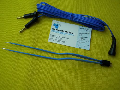 1:Unit Bipolar Bayonet Forceps 8.5&#034;Blue Electrosurgical Instruments with Cord