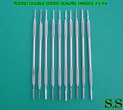 SET OF10 PCS ROUND FORM DOUBLE ENDED SIEGEL SCALPEL HANDLE #3 #4 SURGICAL DENTAL