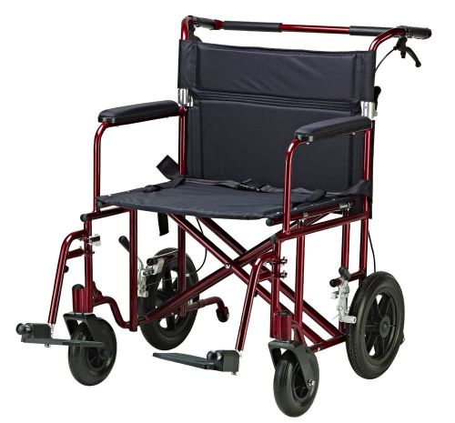 Drive medical bariatric transport chair with 12 inches rear flat free wheels for sale