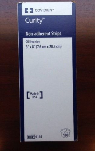 COVIDIEN Curity Non-Adherent Strips 3&#034;x8&#034; 108/box #6115 Kendall Oil Emulsion