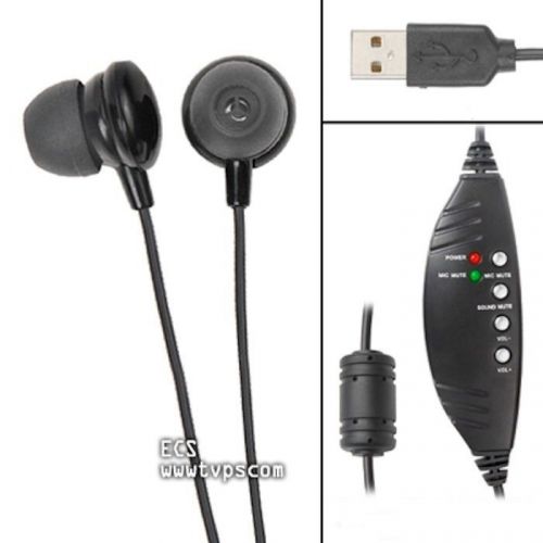 ECS WordSmith Noise Reduction In Ear USB Transcription Headset w/Volume Control