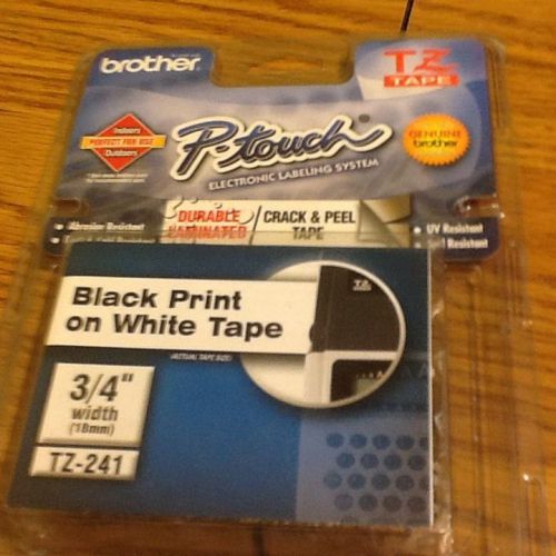 brother P-touch electronic labeling system 3/4&#034; black print on White Tape Bonus