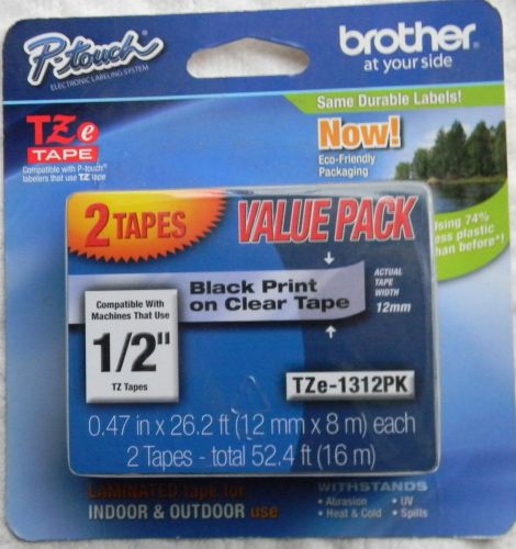 2 Pack  Brother P-Touch  TZe-231 Black on Clear Label Tape  P-touch TZeTape