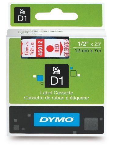 Dymo 45012 1/2 Inch Clear Tape With Red Print