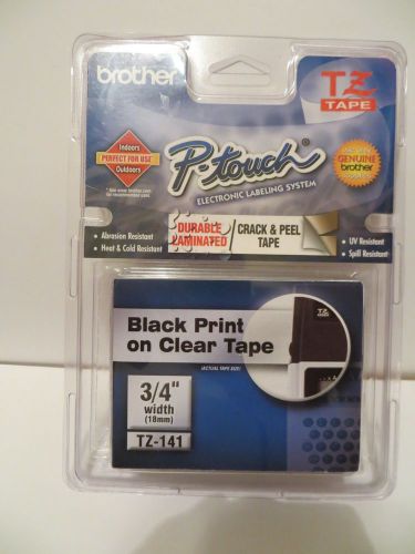 1pk Black on Transparent Tape Label for Brother P-Touch TZ TZe 141 18mm 3/4&#034;