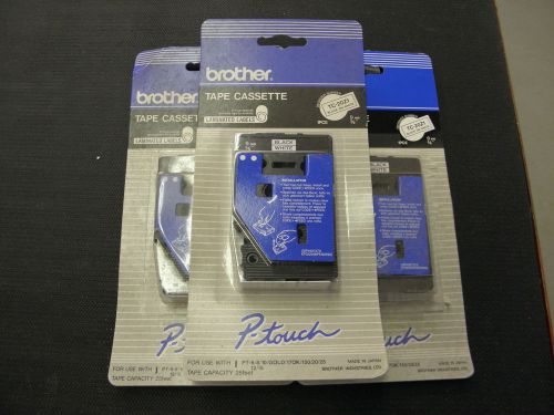 Three Each Genuine Brother P-Touch TC-20Z1  Tape Cassettes