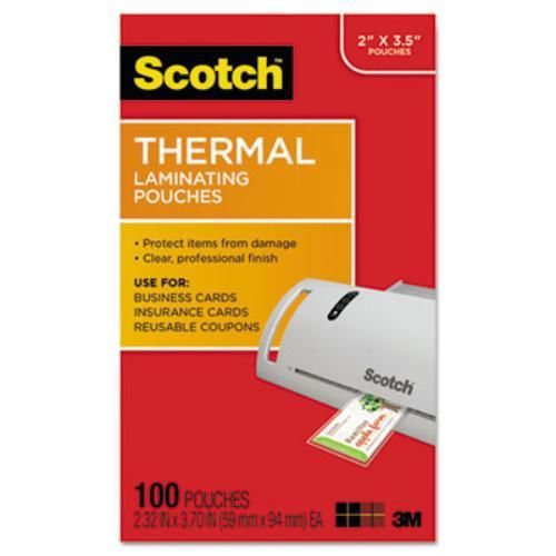 Scotch thermal laminating pouches, business card size - 3.75&#034; width (tp5851100) for sale