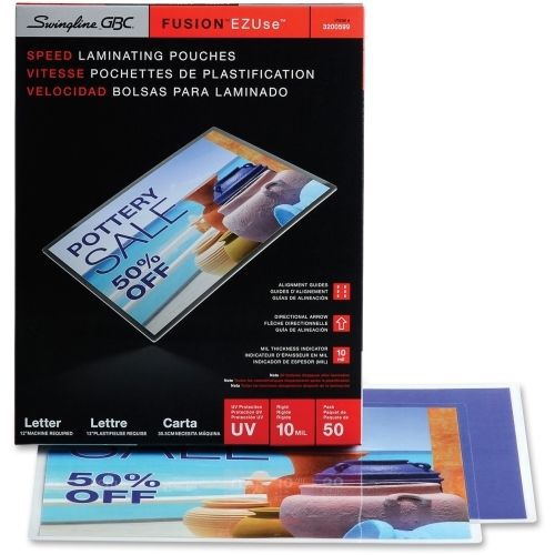 Swingline gbc fusion ezuse laminating pouches  - 50 / box - clear for sale