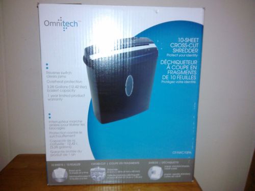 Brand New Omnitech 10 Sheet Cross-Cut Shredder (OT-NXC10PA) Credit Cards Staples