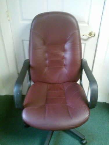 Red leather rolling office chair