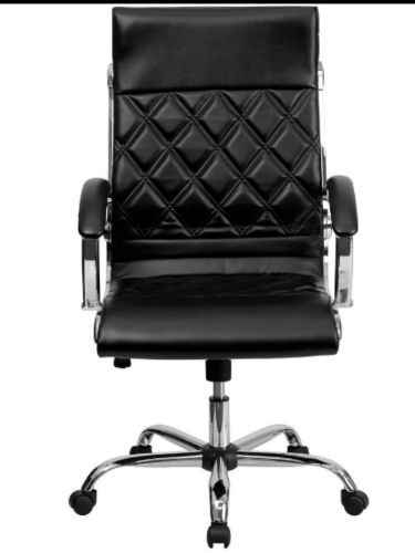 High Back Designer Black Leather Executive Office Chair With Chrome Base