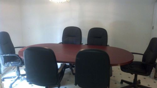8 Foot by 4 foot Conference Table with 6 45 inch leather chairs 8&#039; 45&#034;