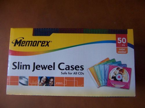 MEMOREX 50 PACK CD MULTICOLOR SLIM JEWEL CASES