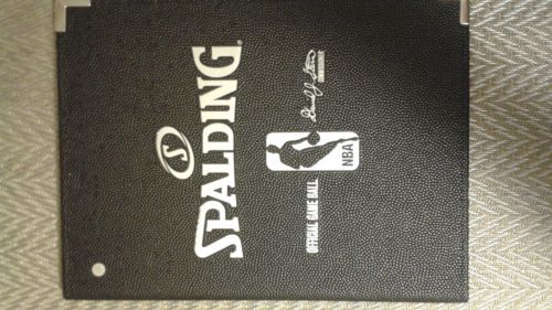 NWT Spalding NBA Black Coach Portfolio Folder &amp; Notepad 8&#034;x11&#034; Game Ball Leather