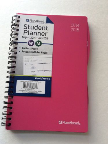 2014/2015 PLANAHEAD Weekly/Monthly Academic Planner 5.75&#034;W x 8&#034;L * HOT PINK