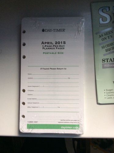 Day-Timer April 2015 1-page-per-day Planner Pages Portable size 12800 1504