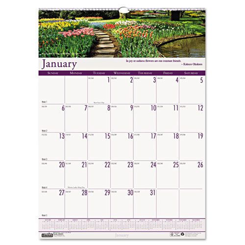 House of doolittle gardens of the world monthly wall calendar, wirebound, 15 for sale