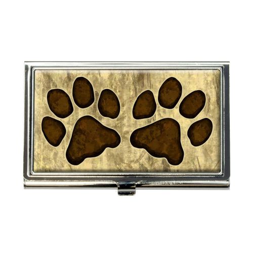 Grungy pet paw prints business credit card holder case for sale