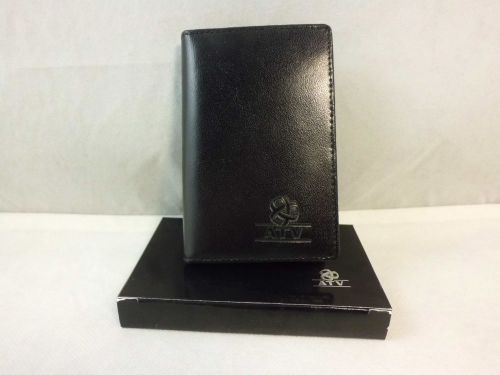 Atv real cow leather name card holder purse black with box for sale