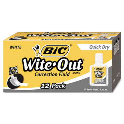 NEW BIC WOFQD12 WHI Wite-Out Quick Dry Correction Fluid, 20 ml Bottle, White,