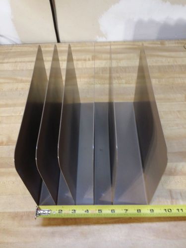 Tan Steel Metal desk organizer paper tray 5 slot vintage Letter holder 10x11