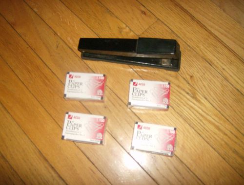 Lot of 4 boxes of paper clips 1 brand new bates stapler for sale