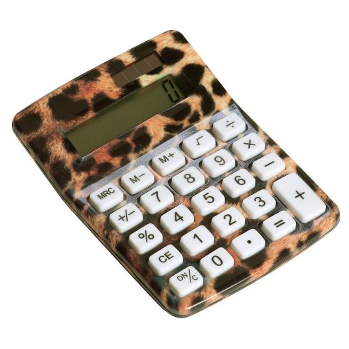 Womens Acrylic Cheetah Safari Animal Print Math Class Office Work Calculator