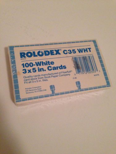 Sealed Rolodex 100 Pack White Geniune 3&#034; X 5&#034; Replacement Cards C35 WHT