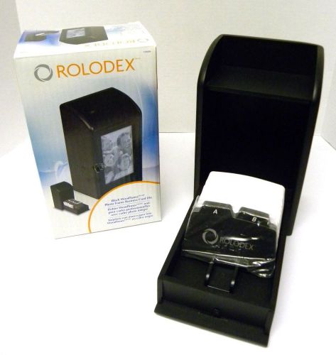 Rolodex 1734239 Black Photo Frame Business Card File Covered Tray 2 1/4&#034; x 4&#034;