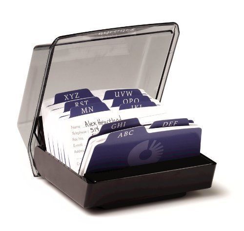 Rolodex Petite Covered Tray Card File with 250 2 1/4 x 4 Inch Cards and 9 Guides
