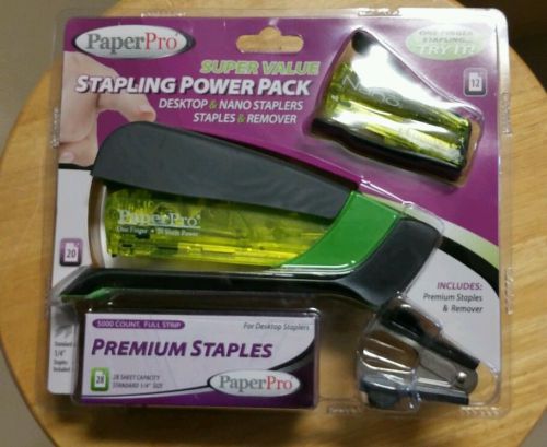 Paperpro 1000 desktop stapler powerpack 20 page + nano  transparent green/yellow for sale