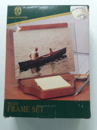 Wood Photo Frame Sticky Note Desk Set for Home or Office
