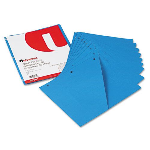 Slash-cut pockets for three-ring binders, jacket, letter, 11 pt., blue, 10/pack for sale