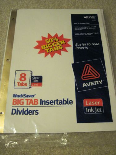 New - Avery 11124 Big Tab Insertable Dividers 8 Tabs - 8 1/2&#034; X 11&#034;