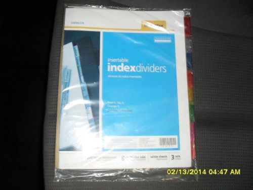 OfficeMax Insertable Dividers - 8 Multicolor Tabs  - White Sheets - 3 Sets