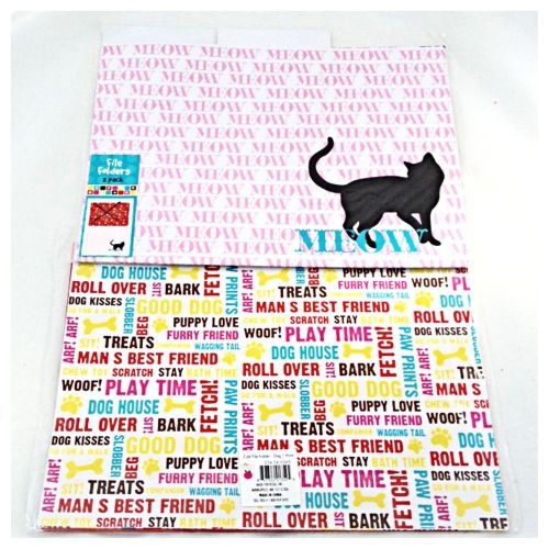 2 New Puppy DOG Design FILE FOLDERS for Pet Files Office or Home DOG CAT Kitty