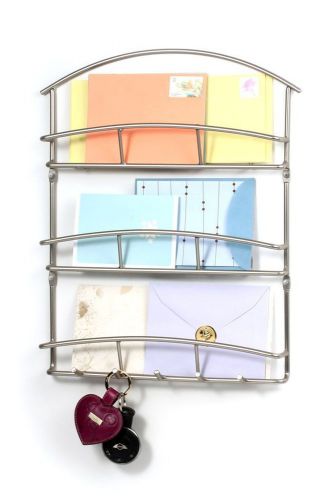 Wall Mount Organizes Letters Holder Messages Keys 5 Hooks 3 Tiers hold w/ Decor