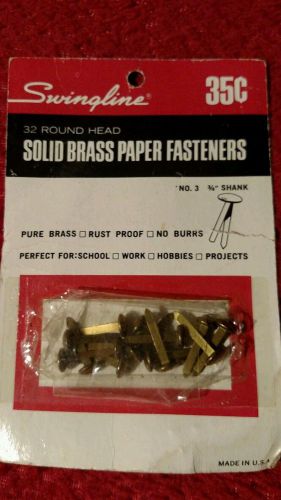 Vintage solid brass paper fasteners no. 3/4&#034; shank swingline