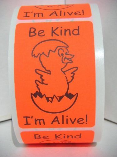 Hatching eggs be kind i&#039;m alive sticker label red fluorescent (50 labels) for sale